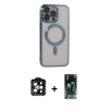 MARSİLYAN™- iPhone 14 Pro Max Kılıf Nova Işık Özel Seri - Şeffaf 360 Full Body Arka Koruyucu + PVD Metal Kamera Lens - TU