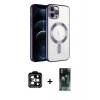 MARSİLYAN™- iPhone 14 Pro Max Kılıf Nova Işık Özel Seri - Şeffaf 360 Full Body Arka Koruyucu + PVD Metal Kamera Lens - TU
