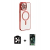 MARSİLYAN™- iPhone 14 Pro Max Kılıf Nova Işık Özel Seri - Şeffaf 360 Full Body Arka Koruyucu + PVD Metal Kamera Lens - TU