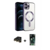 MARSİLYAN™- iPhone 14 Pro Max Kılıf Nova Işık Özel Seri - Şeffaf 360 Full Body Arka Koruyucu + Raze Metal Kamera Lens - GD