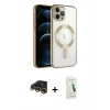 MARSİLYAN™- iPhone 14 Pro Max Kılıf Nova Işık Özel Seri - Şeffaf Pasifik Cam Ekran Koruyucu + Raze Metal Kamera Lens - GD