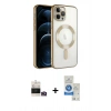 MARSİLYAN™- iPhone 14 Pro Max Kılıf Nova Işık Özel Seri - Şeffaf Royal Nano Ekran Koruyucu + Bilvis Titan Kamera Lens - GD