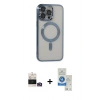 MARSİLYAN™- iPhone 14 Pro Max Kılıf Nova Işık Özel Seri - Şeffaf Royal Nano Ekran Koruyucu + Bilvis Titan Kamera Lens - GD