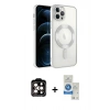 MARSİLYAN™- iPhone 14 Pro Max Kılıf Nova Işık Özel Seri - Şeffaf Royal Nano Ekran Koruyucu + Turuncu PVD Metal Kamera Lens