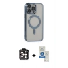MARSİLYAN™- iPhone 14 Pro Max Kılıf Nova Işık Özel Seri - Şeffaf Royal Nano Ekran Koruyucu + Turuncu PVD Metal Kamera Lens