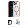 MARSİLYAN™- iPhone 14 Pro Max Kılıf Nova Işık Özel Seri - Şeffaf Royal Nano Ekran Koruyucu + Turuncu PVD Metal Kamera Lens