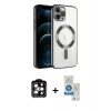 MARSİLYAN™- iPhone 14 Pro Max Kılıf Nova Işık Özel Seri - Şeffaf Royal Nano Ekran Koruyucu + Turuncu PVD Metal Kamera Lens