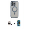 MARSİLYAN™- iPhone 14 Pro Max Kılıf Nova Işık Özel Seri - Siyah 18D Cam Ekran Koruyucu + Bilvis Titan Kamera Lens - DNMR
