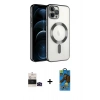 MARSİLYAN™- iPhone 14 Pro Max Kılıf Nova Işık Özel Seri - Siyah 18D Cam Ekran Koruyucu + Bilvis Titan Kamera Lens - SH
