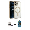 MARSİLYAN™- iPhone 14 Pro Max Kılıf Nova Işık Özel Seri - Siyah 18D Cam Ekran Koruyucu + Bilvis Titan Kamera Lens - GS