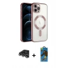 MARSİLYAN™- iPhone 14 Pro Max Kılıf Nova Işık Özel Seri - Siyah 18D Cam Ekran Koruyucu + Raze Metal Kamera Lens - GS