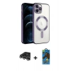 MARSİLYAN™- iPhone 14 Pro Max Kılıf Nova Işık Özel Seri - Siyah 18D Cam Ekran Koruyucu + Raze Metal Kamera Lens - GS