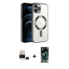 MARSİLYAN™- iPhone 14 Pro Max Kılıf Nova Işık Özel Seri - Siyah 360 Mat Full Body Arka Koruyucu + Bilvis Titan Kamera Lens - DNMR