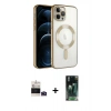 MARSİLYAN™- iPhone 14 Pro Max Kılıf Nova Işık Özel Seri - Siyah 360 Mat Full Body Arka Koruyucu + Bilvis Titan Kamera Lens - DNMR