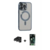 MARSİLYAN™- iPhone 14 Pro Max Kılıf Nova Işık Özel Seri - Siyah 360 Mat Full Body Arka Koruyucu + Raze Metal Kamera Lens - GS