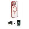 MARSİLYAN™- iPhone 14 Pro Max Kılıf Nova Işık Özel Seri - Siyah 360 Mat Full Body Arka Koruyucu + Raze Metal Kamera Lens - GD