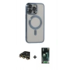 MARSİLYAN™- iPhone 14 Pro Max Kılıf Nova Işık Özel Seri - Siyah 360 Mat Full Body Arka Koruyucu + Raze Metal Kamera Lens - GD