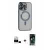 MARSİLYAN™- iPhone 14 Pro Max Kılıf Nova Işık Özel Seri - Siyah 360 Mat Full Body Arka Koruyucu + Bilvis Titan Kamera Lens - SH