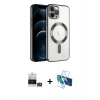 MARSİLYAN™- iPhone 14 Pro Max Kılıf Nova Işık Özel Seri - Siyah 3D Antistatik Cam Ekran Koruyucu + Bilvis Titan Kamera Lens - GS