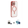 MARSİLYAN™- iPhone 14 Pro Max Kılıf Nova Işık Özel Seri - Siyah 3D Antistatik Cam Ekran Koruyucu + Bilvis Titan Kamera Lens - GS
