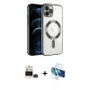 MARSİLYAN™- iPhone 14 Pro Max Kılıf Nova Işık Özel Seri - Siyah 3D Antistatik Cam Ekran Koruyucu + Bilvis Titan Kamera Lens - DNMR
