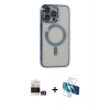 MARSİLYAN™- iPhone 14 Pro Max Kılıf Nova Işık Özel Seri - Siyah 3D Antistatik Cam Ekran Koruyucu + Bilvis Titan Kamera Lens - GS