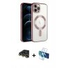 MARSİLYAN™- iPhone 14 Pro Max Kılıf Nova Işık Özel Seri - Siyah 3D Antistatik Cam Ekran Koruyucu + Gold Raze Metal Kamera Lens