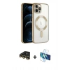 MARSİLYAN™- iPhone 14 Pro Max Kılıf Nova Işık Özel Seri - Siyah 3D Antistatik Cam Ekran Koruyucu + Raze Metal Kamera Lens - GD