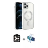 MARSİLYAN™- iPhone 14 Pro Max Kılıf Nova Işık Özel Seri - Siyah 3D Antistatik Cam Ekran Koruyucu + Turuncu PVD Metal Kamera Lens
