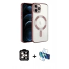 MARSİLYAN™- iPhone 14 Pro Max Kılıf Nova Işık Özel Seri - Siyah 3D Antistatik Cam Ekran Koruyucu + Turuncu PVD Metal Kamera Lens