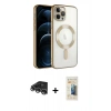 MARSİLYAN™- iPhone 14 Pro Max Kılıf Nova Işık Özel Seri - Siyah 6D Mat Seramik Hayalet Nano Ekran Koruyucu + Raze Metal Kamera Lens - GS