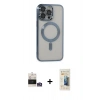 MARSİLYAN™- iPhone 14 Pro Max Kılıf Nova Işık Özel Seri - Siyah 6D Mat Seramik Hayalet Nano Ekran Koruyucu + Bilvis Titan Kamera Lens - GS