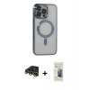 MARSİLYAN™- iPhone 14 Pro Max Kılıf Nova Işık Özel Seri - Siyah 6D Mat Seramik Hayalet Nano Ekran Koruyucu + Raze Metal Kamera Lens - GD