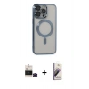 MARSİLYAN™- iPhone 14 Pro Max Kılıf Nova Işık Özel Seri - Siyah Bilvis 3D Mat Cam Ekran Koruyucu + Bilvis Titan Kamera Lens - SH