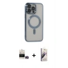 MARSİLYAN™- iPhone 14 Pro Max Kılıf Nova Işık Özel Seri - Siyah Bilvis 3D Mat Cam Ekran Koruyucu + Bilvis Titan Kamera Lens - GD