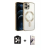 MARSİLYAN™- iPhone 14 Pro Max Kılıf Nova Işık Özel Seri - Siyah Bilvis 3D Mat Cam Ekran Koruyucu + PVD Metal Kamera Lens - TU