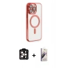MARSİLYAN™- iPhone 14 Pro Max Kılıf Nova Işık Özel Seri - Siyah Bilvis 3D Mat Cam Ekran Koruyucu + PVD Metal Kamera Lens - TU