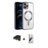 MARSİLYAN™- iPhone 14 Pro Max Kılıf Nova Işık Özel Seri - Siyah Bilvis 3D Mat Cam Ekran Koruyucu + Raze Metal Kamera Lens - GD