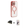 MARSİLYAN™- iPhone 14 Pro Max Kılıf Nova Işık Özel Seri - Siyah Bilvis 3D Mat Cam Ekran Koruyucu + Raze Metal Kamera Lens - GD
