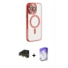 MARSİLYAN™- iPhone 14 Pro Max Kılıf Nova Işık Özel Seri - Siyah Bilvis 5in1 3D Magic Cam Ekran Koruyucu + Raze Metal Kamera Lens - GD