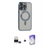 MARSİLYAN™- iPhone 14 Pro Max Kılıf Nova Işık Özel Seri - Siyah Bilvis 5in1 3D Magic Cam Ekran Koruyucu + Gold Bilvis Titan Kamera Lens