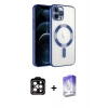 MARSİLYAN™- iPhone 14 Pro Max Kılıf Nova Işık Özel Seri - Siyah Bilvis 5in1 3D Magic Cam Ekran Koruyucu + PVD Metal Kamera Lens - TU