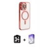 MARSİLYAN™- iPhone 14 Pro Max Kılıf Nova Işık Özel Seri - Siyah Bilvis 5in1 3D Magic Cam Ekran Koruyucu + PVD Metal Kamera Lens - TU