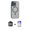 MARSİLYAN™- iPhone 14 Pro Max Kılıf Nova Işık Özel Seri - Siyah Bilvis 5in1 3D Magic Cam Ekran Koruyucu + PVD Metal Kamera Lens - TU