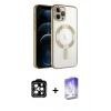MARSİLYAN™- iPhone 14 Pro Max Kılıf Nova Işık Özel Seri - Siyah Bilvis 5in1 3D Magic Cam Ekran Koruyucu + PVD Metal Kamera Lens - TU