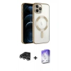MARSİLYAN™- iPhone 14 Pro Max Kılıf Nova Işık Özel Seri - Siyah Bilvis 5in1 3D Magic Cam Ekran Koruyucu + Raze Metal Kamera Lens - GS