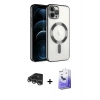 MARSİLYAN™- iPhone 14 Pro Max Kılıf Nova Işık Özel Seri - Siyah Bilvis 5in1 5D Magic Hayalet Cam Ekran Koruyucu + Raze Metal Kamera Lens - GS