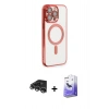 MARSİLYAN™- iPhone 14 Pro Max Kılıf Nova Işık Özel Seri - Siyah Bilvis 5in1 5D Magic Hayalet Cam Ekran Koruyucu + Raze Metal Kamera Lens - GS