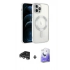 MARSİLYAN™- iPhone 14 Pro Max Kılıf Nova Işık Özel Seri - Siyah Bilvis 5in1 5D Magic Hayalet Cam Ekran Koruyucu + Raze Metal Kamera Lens - GS