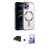 MARSİLYAN™- iPhone 14 Pro Max Kılıf Nova Işık Özel Seri - Siyah Bilvis 5in1 5D Magic Hayalet Cam Ekran Koruyucu + Raze Metal Kamera Lens - GS
